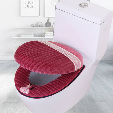 Thicked dos-estuche de baño cremallera cubierta de asiento del inodoro para cuarto de baño decoración suave protector para asiento de inodoro caliente Closestool para casa ► Foto 1/6