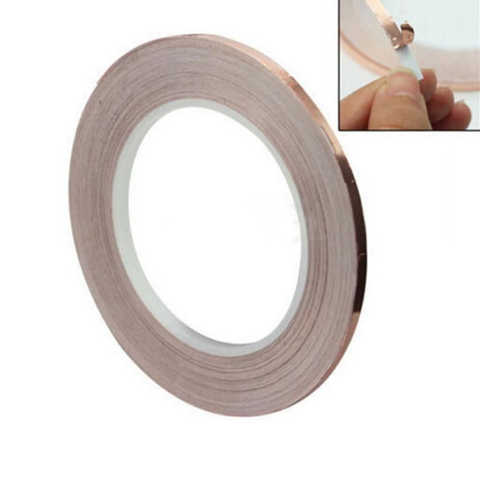 Rollo de cinta de lámina de cobre conductora, cinta adhesiva de 5MM X 30M de alta temperatura, 1 rollo ► Foto 1/3