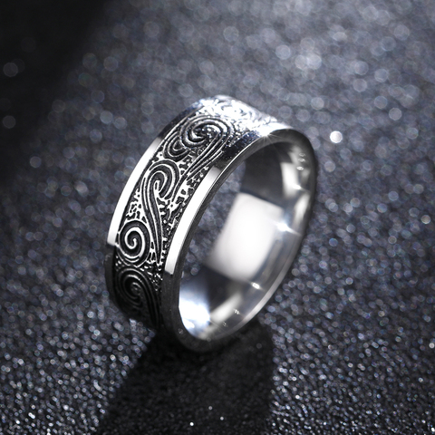 MANGOSKY-anillo Vintage de acero inoxidable 316L para hombre y mujer, anillo Mantra de la suerte que no se decolora ► Foto 1/6