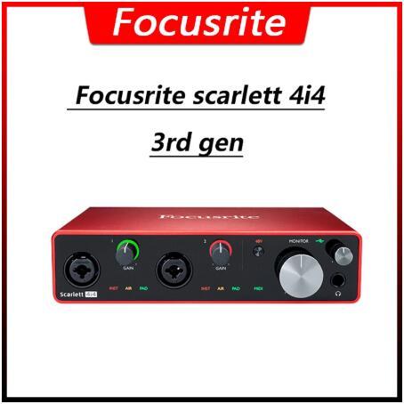 Focusrite Scarlett-interfaz de Audio 4i4 de 3. ª generación, 4 entradas/4 salidas, conversor de AD-DA de 24 bits/192kHz, tarjeta de sonido de grabación USB ► Foto 1/6