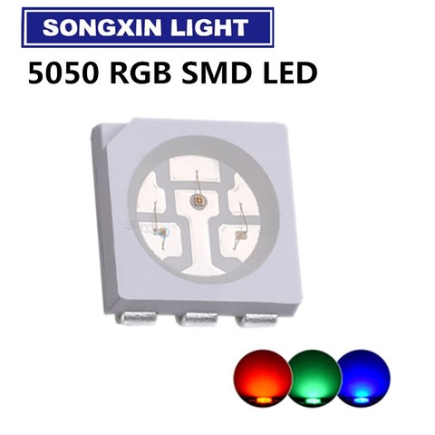 100 Uds 5050 RGB SMD/SMT LED PLCC-6 3-CHIPS lámpara Super brillante luz de alta calidad SMD LED ► Foto 1/6