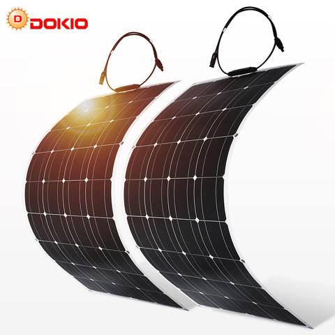 Dokio 2 uds 12V 12V 100W Flexible Panel Solar monocristalino para batería de coche y barco y casa 200w 300w 500w 1000w Panel Solar de China ► Foto 1/6