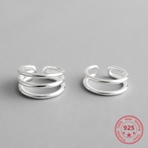 BITWBI-pendientes de 100% Plata de Ley 925 de varias capas para mujer y niña, sin perforación, aros joyería fina ► Foto 1/5