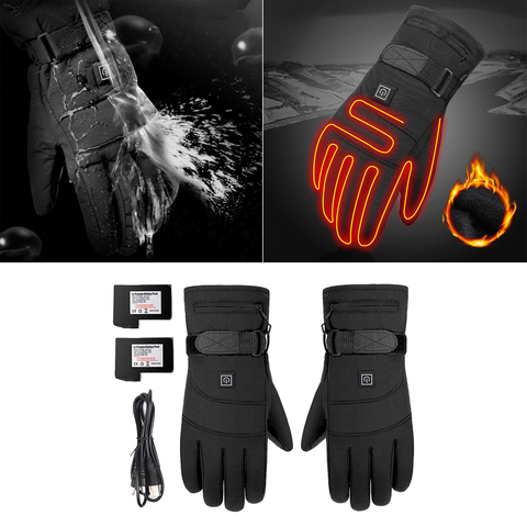 Guantes de motocicleta con batería eléctrica, guantes recargables con calefacción y pantalla táctil de 30-45 ℃, Guantes Térmicos de invierno para todo el dedo ► Foto 1/6