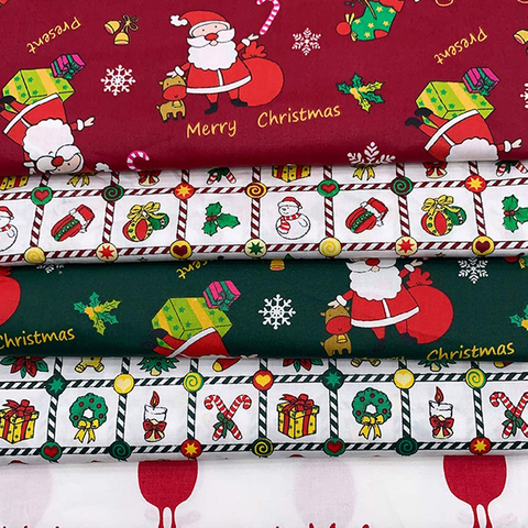 100% de tela de algodón para manualidades, paquete de telas de 50x40cm con diseño navideño para costura de edredones, DIY, 6 uds. ► Foto 1/6