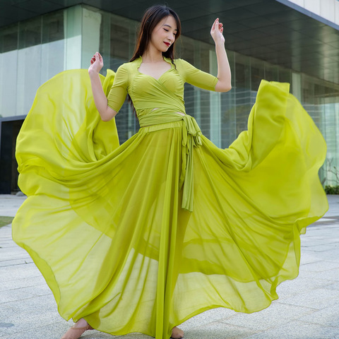 Falda de baile Oriental para mujer, traje de rendimiento, falda de baile de 720 grados, traje de círculo completo rojo ► Foto 1/6