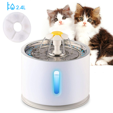 2.4L fuente de agua automática para mascotas gato con LED alimentador de agua eléctrico silencioso bebedero tazón de fuente de beber para mascotas dispensador ► Foto 1/6