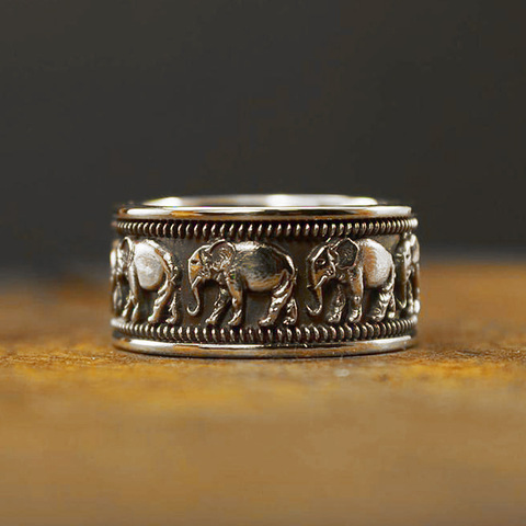 Anillo de elefante de Color plata Vintage para hombre y mujer, sortijas de cóctel para mujer, accesorios de joyería para fiesta, venta al por mayor ► Foto 1/5