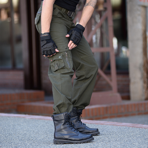 Pantalones tácticos de algodón para hombre, ropa militar, estilo militar, estilo SWAT, informal, con muchos bolsillos y cremallera ► Foto 1/6