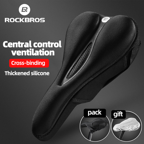 Cubierta de sillín de bicicleta ROCKBROS Cycling MTB, cubierta de silicona líquida para geles, funda de cojín, accesorios de asiento suave transpirable hueco para bicicleta ► Foto 1/6