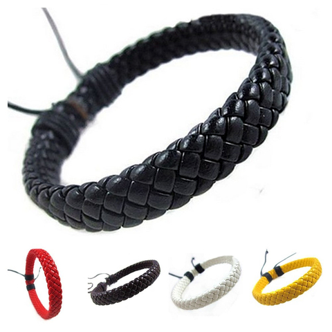 Pulsera de cuero negro de diseño Simple para hombre y mujer, brazalete con cadena Punk, dijes, joyas góticas, regalos, A621 ► Foto 1/6