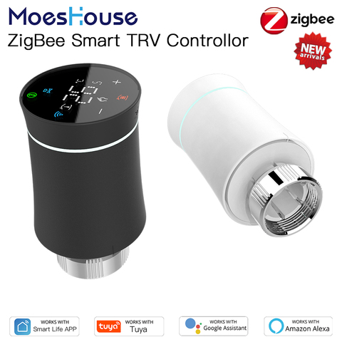 MoesHouse-termostato ZigBee, válvula actuadora de radiador Tuya, controlador de temperatura inteligente programable TRV, Alexa, Control por voz, nuevo ► Foto 1/6