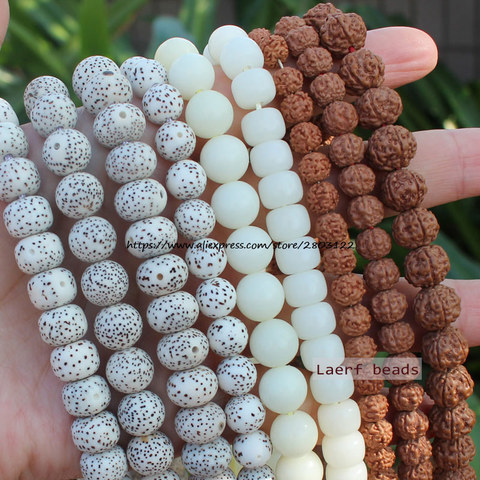 ¡6-12mm 108 Uds Bodhi Rudraksha blanco perlas de Bodhi Xingyue perlas de Bodhi para la fabricación de la joyería DIY! ► Foto 1/6