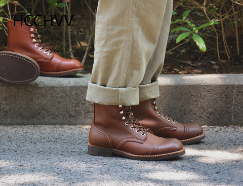 Zapatos Retro hechos a mano de cuero para hombre, botas de paracaídas para el trabajo al aire libre, zapatos de senderismo para viajes en motocicleta, marrón ► Foto 1/5