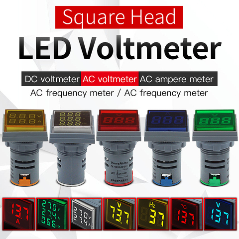 Pantalla cuadrada, voltímetro, amperímetro, frecuencia utilizada para medición de línea, indicador LED, lámpara de voltímetro CC ► Foto 1/6