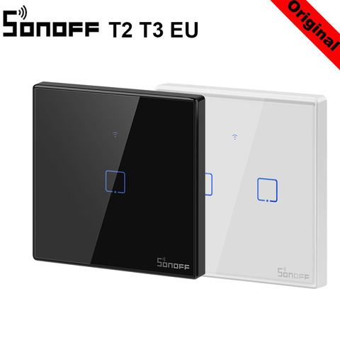 Interruptor táctil de pared con WiFi inteligente SONOFF T3 T2EU TX con borde Smart Home 1/2/3 Gang 433 RF/voz/APP/Control táctil funciona con Alexa ► Foto 1/6