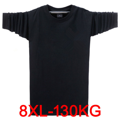 Camiseta de manga larga para hombre, ropa informal de color verde y negro, talla grande 6XL, 7XL, 8XL, holgada, color sólido, sección fina co ► Foto 1/6