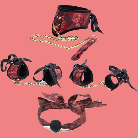 Lencería erótica para mujeres de Metal Vintage suave esponja esposas brazalete de tobillo Collar conjunto de juguete Sexy para par bdsm juguete sexuale ► Foto 1/6