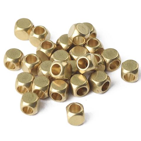 Forma cuadrada cúbica 2mm 3mm 4mm 5mm 6mm Metal de latón macizo Color dorado claro cuentas espaciadoras sueltas mucho para fabricación de joyería DIY resultados ► Foto 1/6