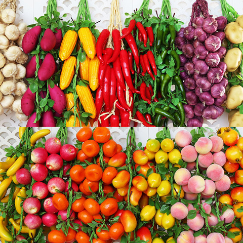 Cuerda colgante de vegetales, plantas, ajo, cebolla falsa, maíz, peces, decoración de tienda para el hogar, accesorios de fotografía ► Foto 1/4