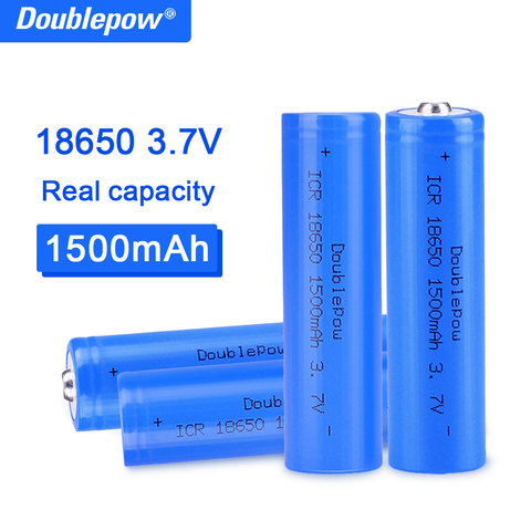 Doublepow-batería recargable para linterna, Pila de Iones de litio de 18650 V y 3,7 mah, de alta calidad, 1500 ► Foto 1/5