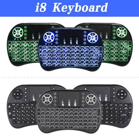 I8 ruso inglés Spainish 2,4 GHz retroiluminado inalámbrico Mini teclado Air Mouse Control remoto con Touchpad para Android TV Box ► Foto 1/6