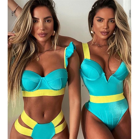 Bikini con Push-Up para mujer, traje de baño negro Sexy, traje de baño de playa 2022 ► Foto 1/6