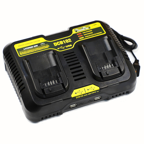 Doble posición de carga con doble puerto USB DCB102 cargador de batería de ion de litio para DeWalt 12V 14,4 V 18V 20V DCB200 DCB201 fast ► Foto 1/5