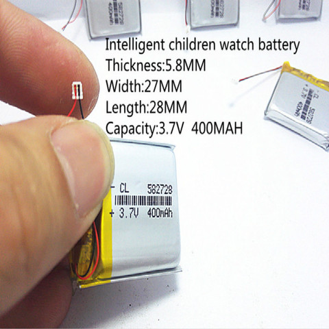 582728 de 3,7 V 400mAh batería recargable de li-batería de polímero de iones de litio para Q50 G700S K92 G36 Y3 los niños relojes inteligentes mp3 582828, 602828 ► Foto 1/5