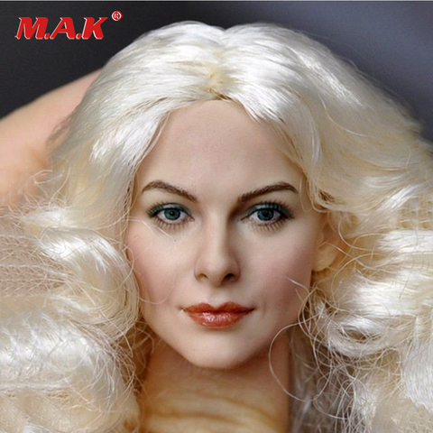 Gran oferta de 1/6 mujeres cabeza Sculpt blanco rizos figura de acción KM-18-44 La pintado esculpir pálido largo cabello dorado ► Foto 1/6