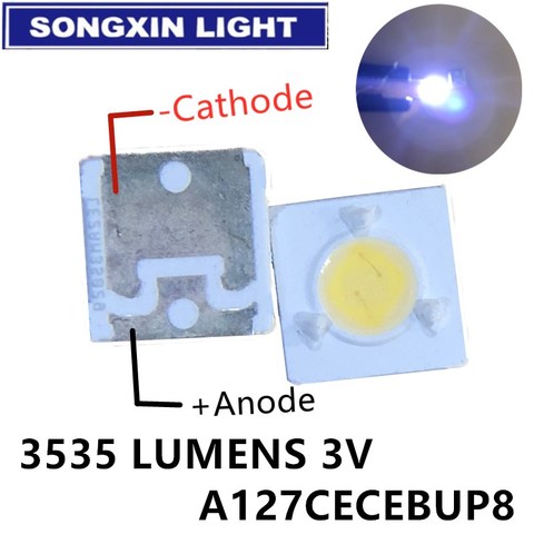 200 Uds retroiluminación de LED de lúmenes 1W 3V 3535, 3537 blanco iluminación LCD trasera para TV aplicación de TV A127CECEBUP8 estilo-3 ► Foto 1/6