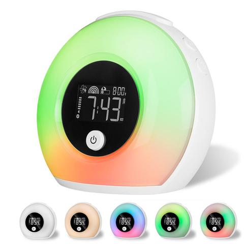 Despertador de simulación de Amanecer para niños y mujeres, lámpara de dormitorio con cambio colorido, conexión Bluetooth, luz LED de despertador ► Foto 1/6