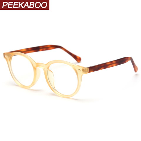 Peekaboo retro montura de gafas redondas mujeres estilo coreano tr90 gafas ópticas hombre lente transparente acetato gris de alta calidad unisex ► Foto 1/6