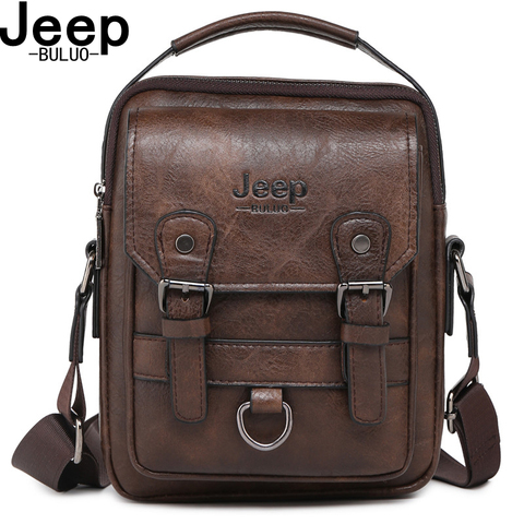 JEEP BULUO-Bolso de negocios multifunción para hombre, bandolera de cuero de gran capacidad, de marca grande ► Foto 1/6