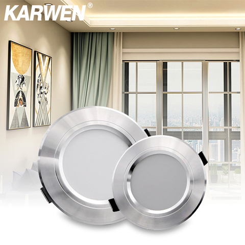 KARWEN-luz descendente LED para sala de estar, 220V, 230V, 240V, armazón de plata, luz de techo de 5W, 9W, 12W, 15W, 18W ► Foto 1/6