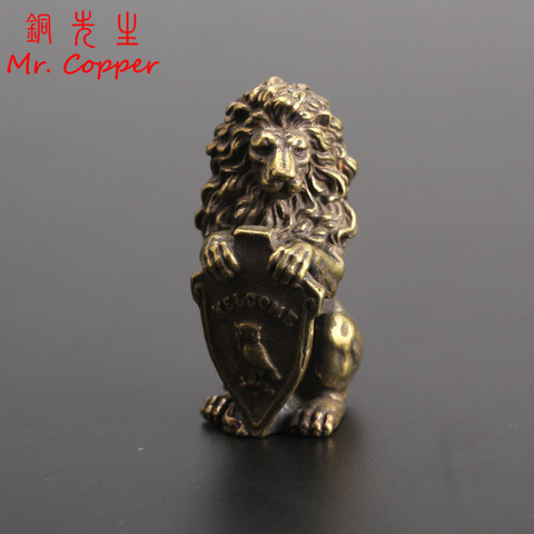 Escudo de búho de León de cobre, estatuas talladas de bienvenida, decoración para el hogar, miniaturas de animales de latón, figuritas, decoraciones para el salón, muebles ► Foto 1/6