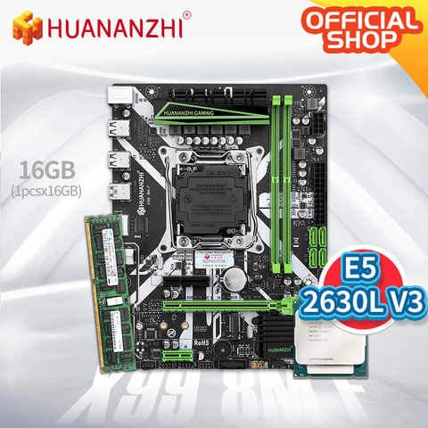 HUANANZHI-placa base X99 8M F X99 con Intel XEON E5 2630L V3 con 1x16G DDR4 RECC, conjunto de memoria, NVME USB3.0 ► Foto 1/5