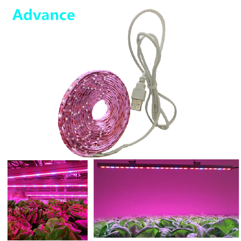 Luz LED de cultivo de espectro completo, tira de luz de cultivo USB de 0,5 m, 1m, 2m, 2835 Chip, lámpara LED Fito para plantas, invernadero de flores, hidropónico ► Foto 1/5