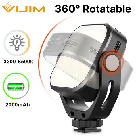 VIJIM VL66 360 ° giratoria luz LED para vídeo con zapata fría construido en batería de 2000mAh 3200k-6500k llenar de luz de la Cámara de fotografía ► Foto 1/6