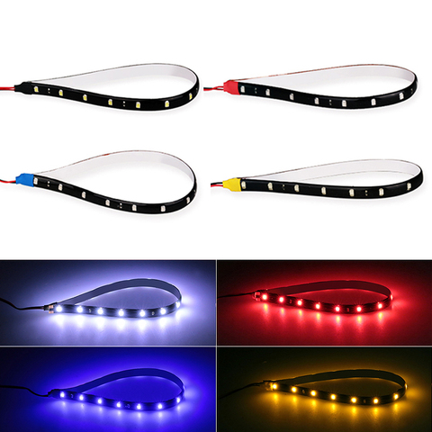 Tira de luces Led para coche, lámpara de ambiente decorativo, luz diurna, 15Led, DRL, de estilismo de motocicleta, color rojo, 1 unidad ► Foto 1/6