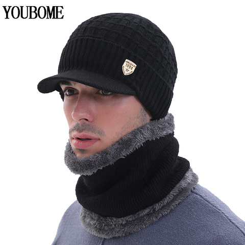 Gorros de moda para hombre y mujer, sombrero de punto, bufanda, gorros, pasamontañas grueso con cuello cálido, sombrero de invierno ► Foto 1/6