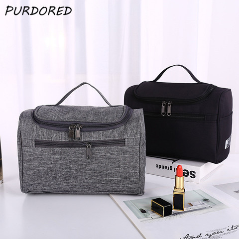 PURDORED-Bolsa de maquillaje de viaje para hombre, neceser grande de Bolsa de lavado, impermeable, Oxford, neceser de belleza, Kit de aseo, 1 ud. ► Foto 1/6