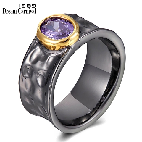 DreamCarnival1989-anillo apilable único para mujer, circonita púrpura, Color negro y dorado, 2 tonos, joyería, anillos WA11783 ► Foto 1/6