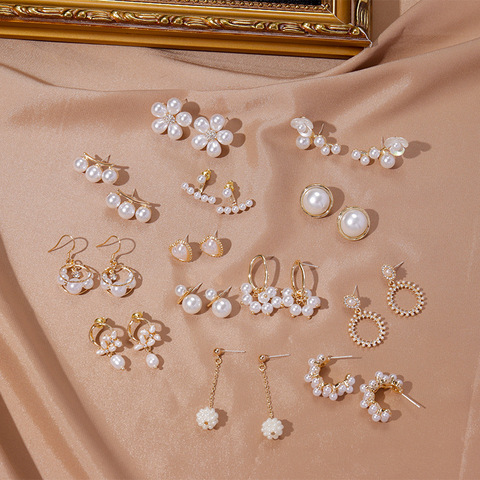 S925 aguja diseño coreano pendientes de Metal geométrico Irregular círculo lágrima perla simulada pendientes para las mujeres regalo ► Foto 1/6