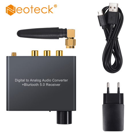 Neoteck-Convertidor de Audio Digital, Bluetooth DAC, con amplificador de auriculares, Control de volumen, interruptor de ganancia, compatible con APTX para DVD ► Foto 1/6