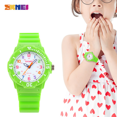 Moda SKMEI los niños relojes 50M resistente al agua los niños pulsera de cuarzo reloj para niños niñas Relógio infantil 1043 ► Foto 1/6