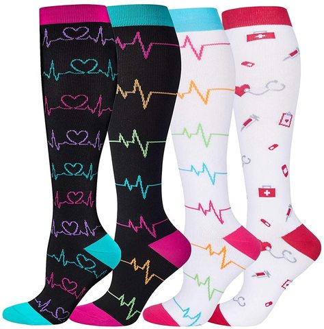 Calcetines de compresión 1 par de medias deportivas para hombres y mujeres,  para correr y ciclismo, Multicolor, 1