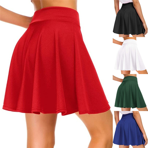 Las mujeres básicos versátil elástico vaqueros Casual Mini Falda Skater Rojo Negro verde azul Falda corta de talla grande 3XL ► Foto 1/6