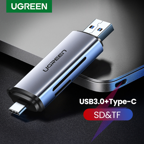 Ugreen-lector de tarjetas USB 3,0 y Tipo C a SD, microSD, lector de tarjetas TF para portátil, accesorios, tarjetas de memoria inteligentes ► Foto 1/6