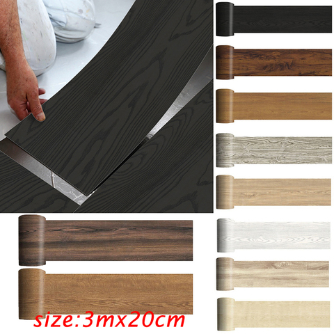 Pegatinas removibles de PVC para decoración del hogar, pegatinas autoadhesivas para suelos de grano de madera, película decorativa, papel para suelos, 20x300cm ► Foto 1/6